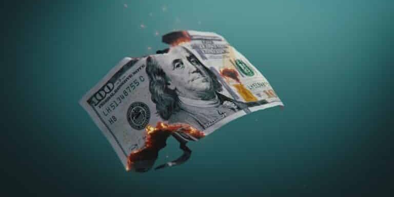 3d,Render,Of,Burning,One,Hundred,Dollar,Bill.,Visualization,Of