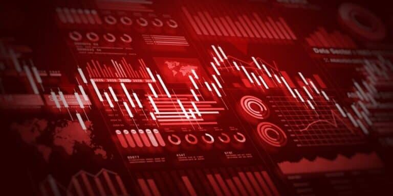 Financial,Data,Dashboard,With,Red,Tones,,Declining,Stock,Charts,,And