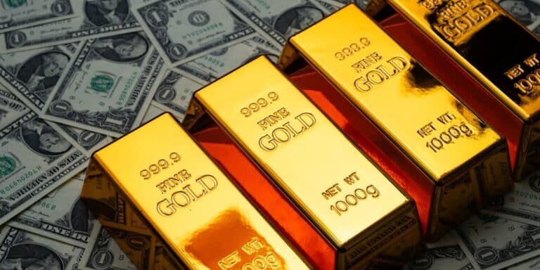 Money,Dollars,Vs,Gold,Bar.,Precious,Metals.,Saving,Finance,In