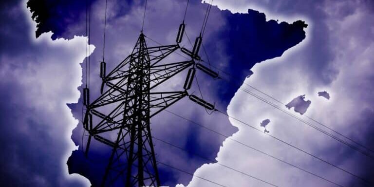 Spanish,Map,,Dramatic,Stormy,Clouds,With,Electrical,Wiring,,Blackout,In