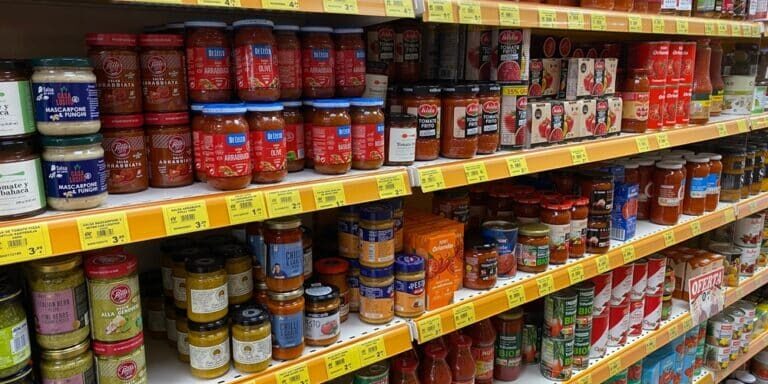 Palmanova,,Mallorca,,Spain,-,May,1,,2025:,Jars,And,Cans Grocery Bills Keep Rising
