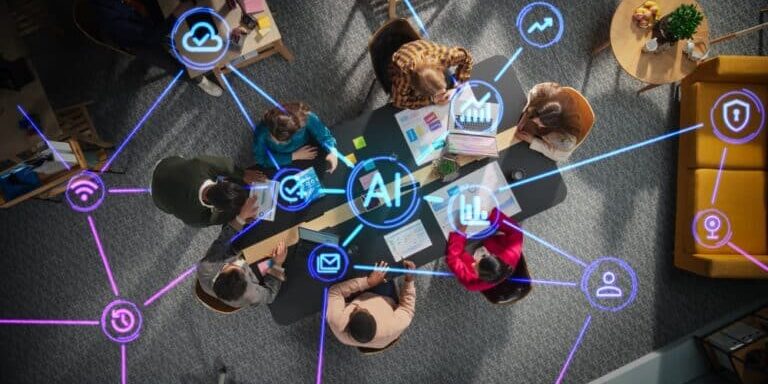 Diverse,Team,Collaborating,With,Ai,Tools,In,A,Modern,Office