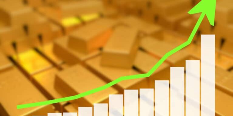 Gold,Investment,Concept.,Illustration,Of,Growing,Bar,Chart.