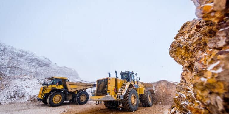Trucks in a gold mine.