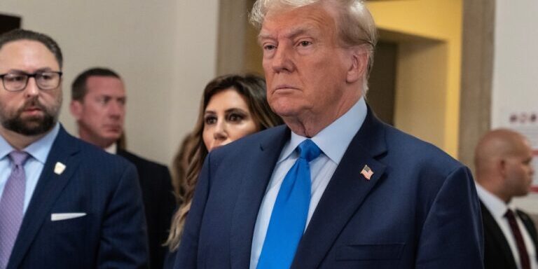 Former,President,Donald,Trump,Speaks,To,Press,Before,The,Start